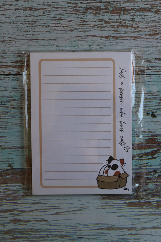 Notizblock im A6-Format mit handgezeichnetem Katzenmotiv – 50 Blatt (90 g/m²), liebevoll gestaltet für Katzenfreunde.